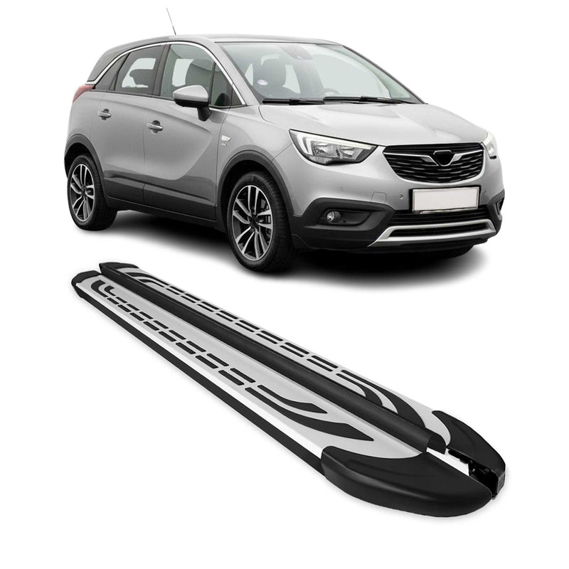 Trittbretter Schweller Seitenbretter für Opel Crossland X 2017-2025 Schwarz Alu
