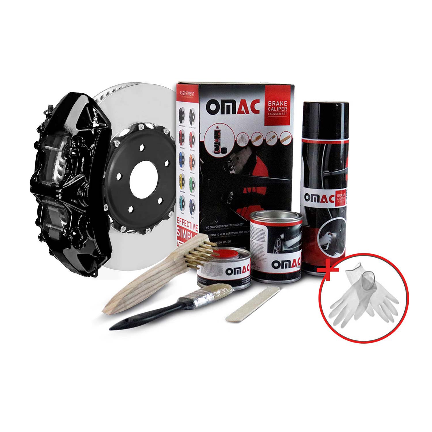 OMAC Bremssattellack Bremssattelfarbe New York Schwarz Glänz Auto Lack Set