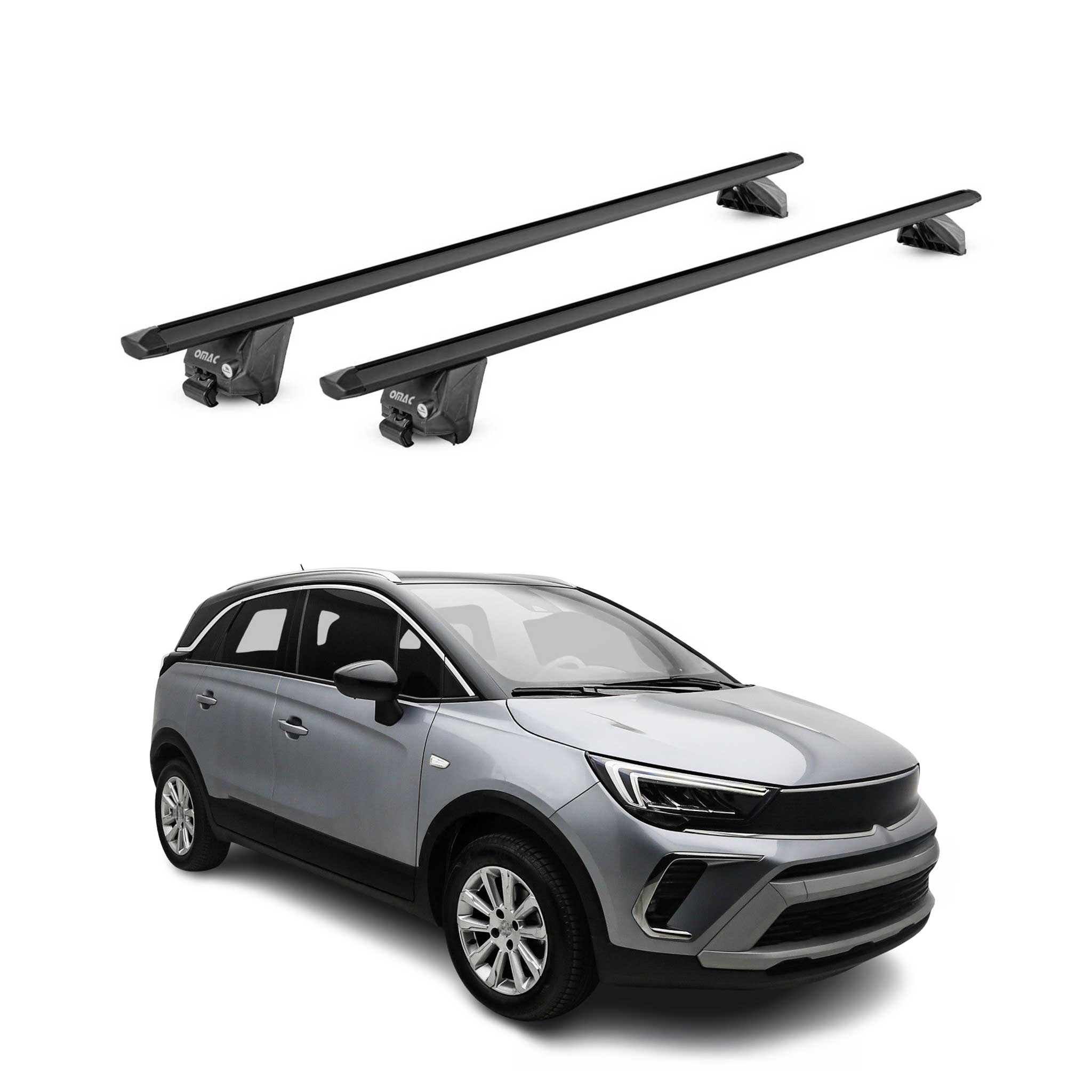 Dachträger für Opel Crossland Grandland X 2017-2024 100kg Alu Schwarz 2x ABE
