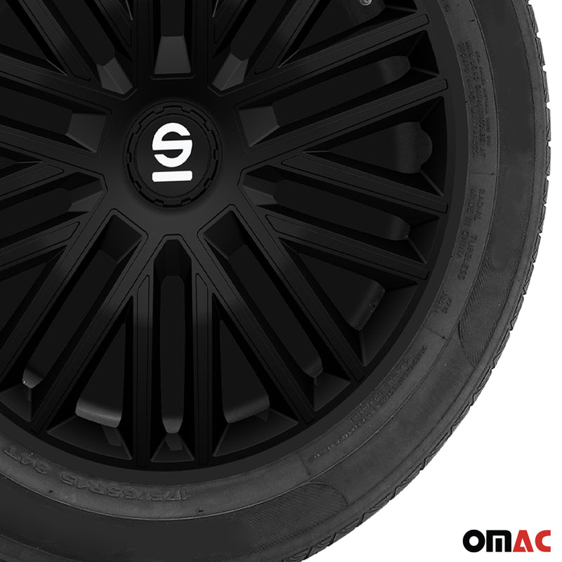 Radkappen Radzierblenden Sparco Bergamo 14" Zoll Auto Abdeckung Set Schwarz 4x