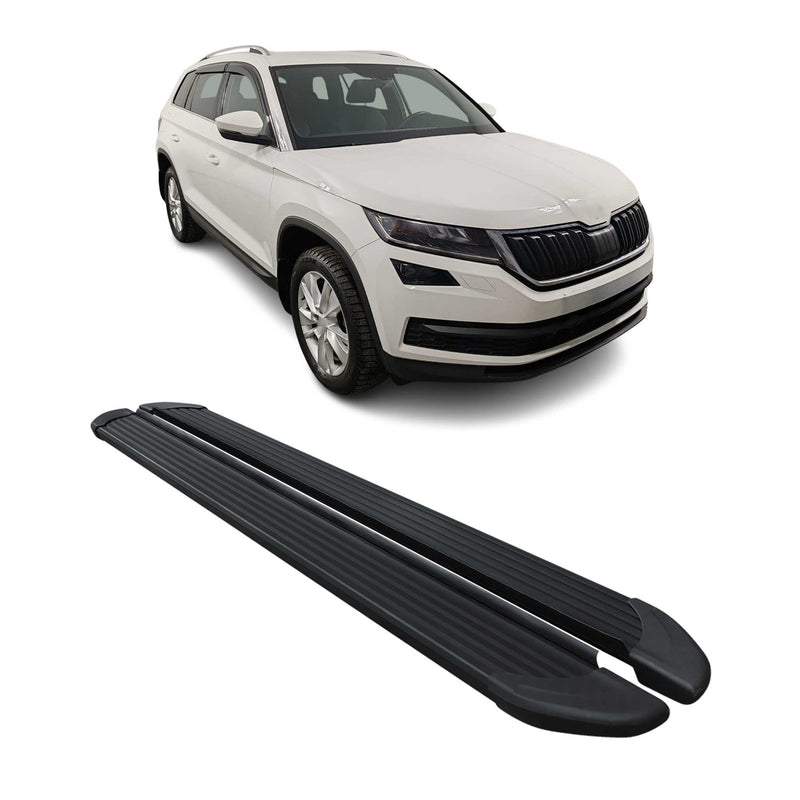 Seitenschweller Trittbretter Schweller für Skoda Kodiaq 2017-2023 Alu Schwarz