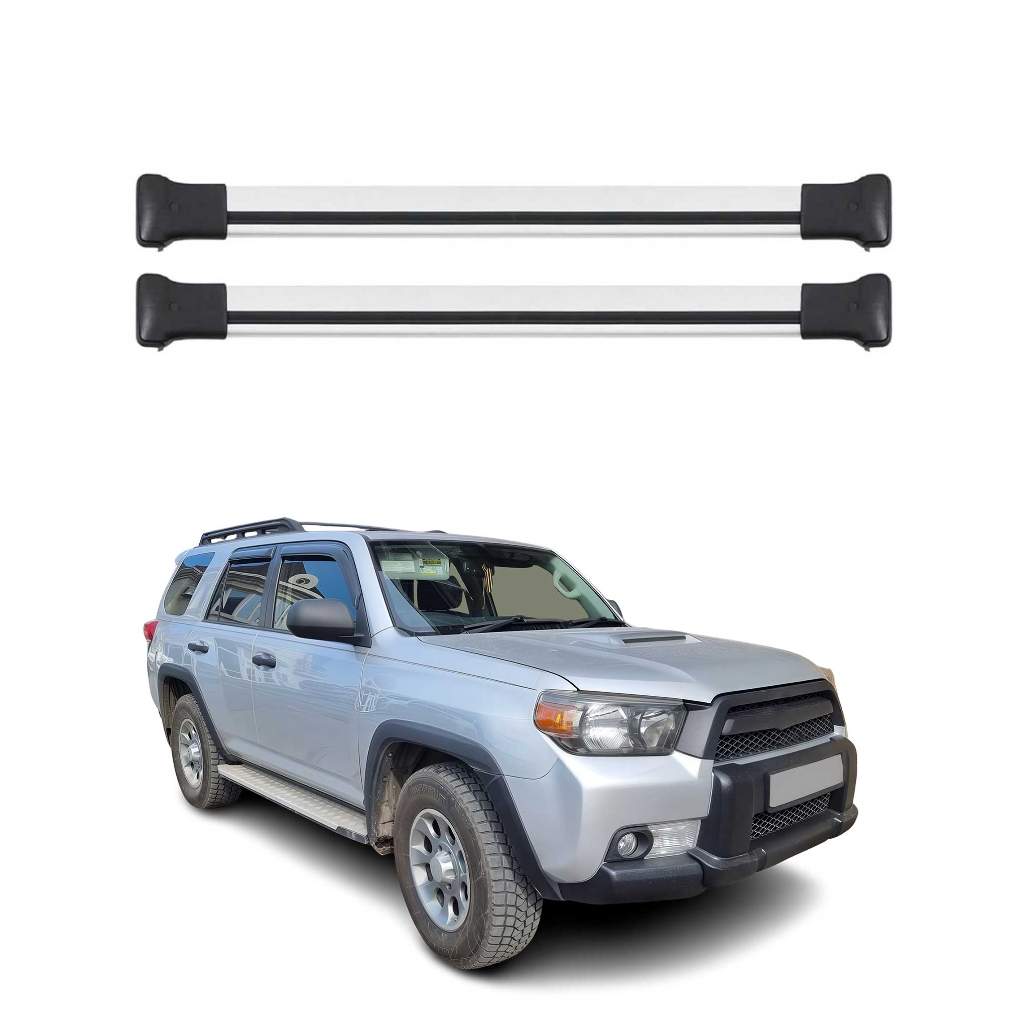 Dachträger Grundtäger für Toyota 4 Runner 2009-2024 75kg Aluminium Silber 2 tlg