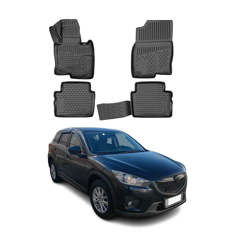 OMAC Gummimatten Fußmatten für Mazda CX-5 2012-2017 RHD TPE Automatte Schwarz 4x