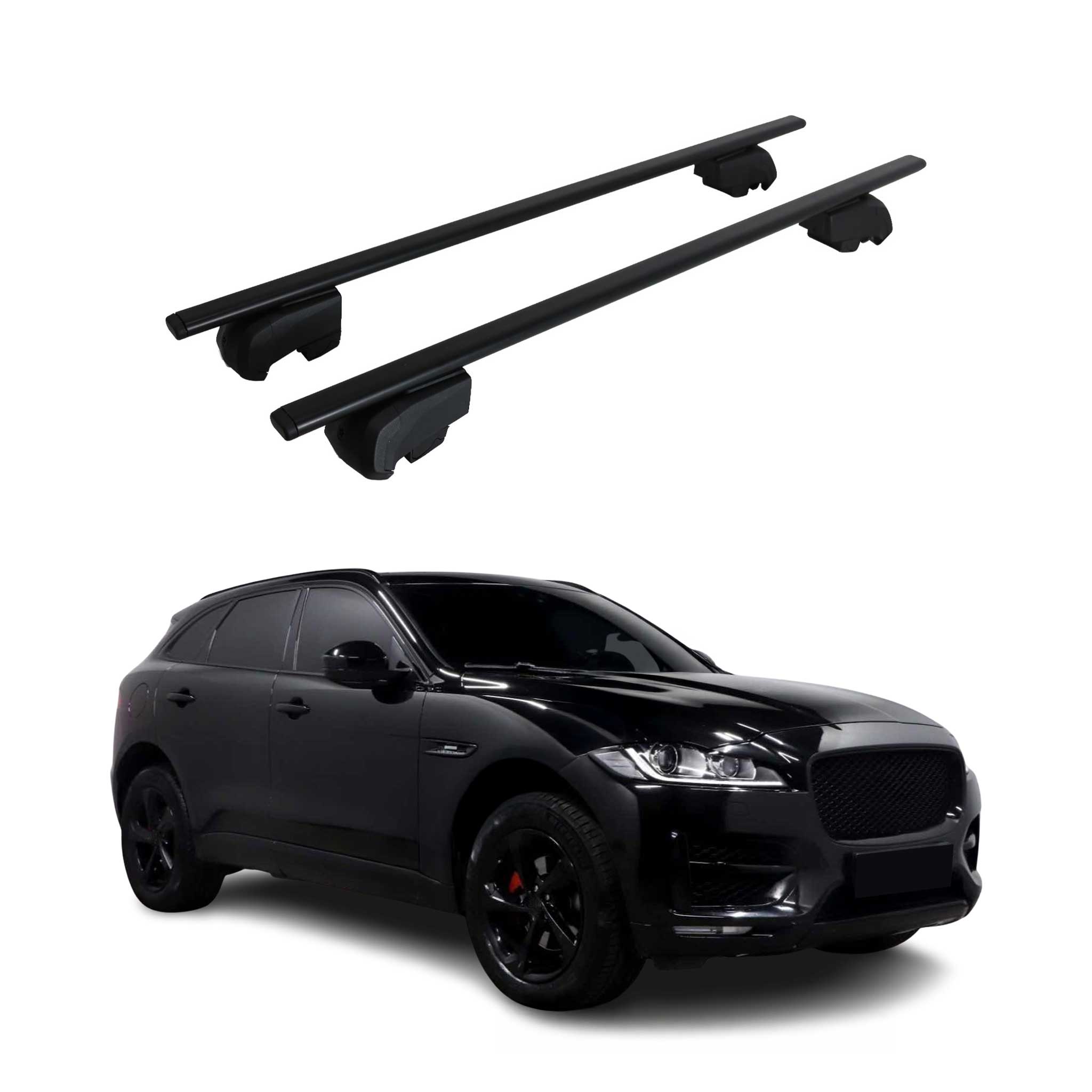 Dachträger Grundtäger für Jaguar F-Pace 2016-2025 75kg Metall Schwarz 2 tlg