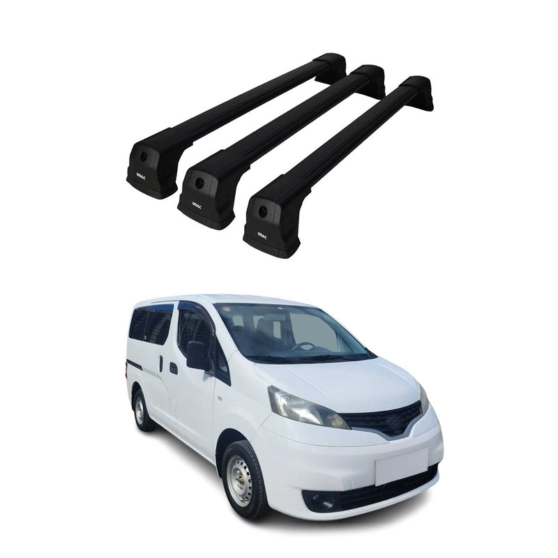 Dachträger Grundtäger für Nissan NV200 2009-2021 75kg Aluminium Schwarz 3tlg