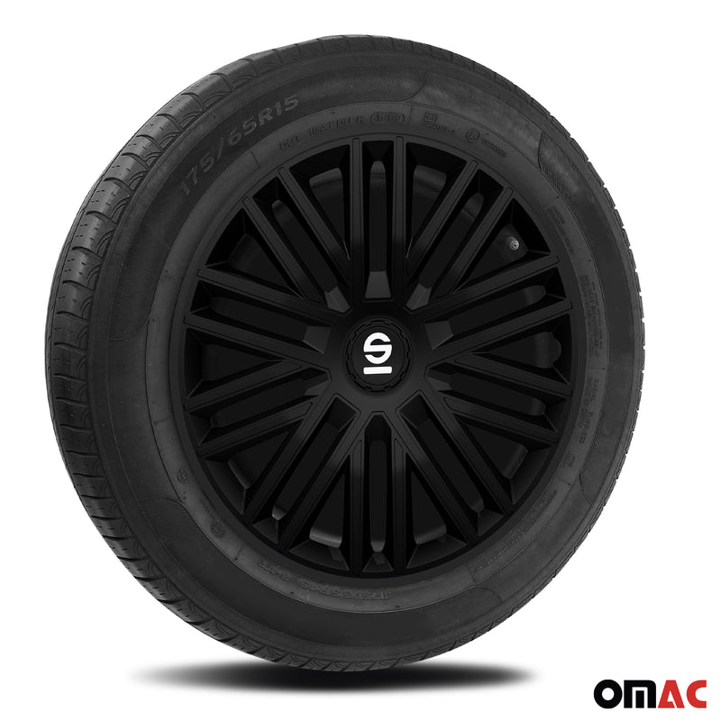 Radkappen Radzierblenden Sparco Bergamo 14" Zoll Auto Abdeckung Set Schwarz 4x