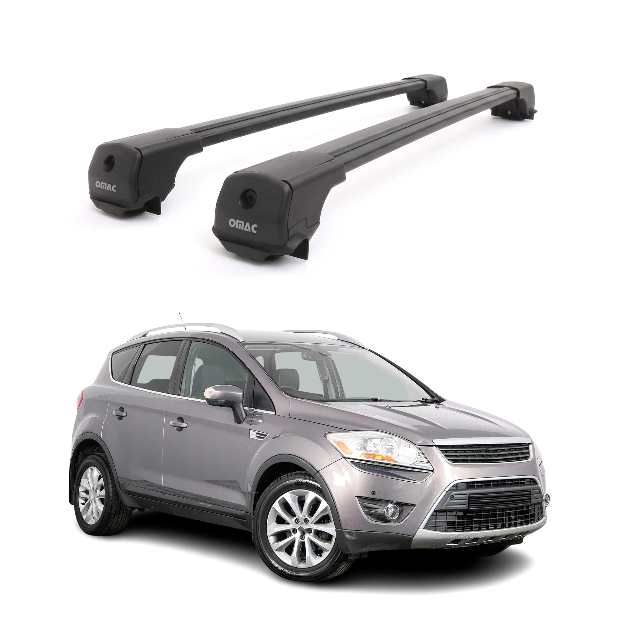 Dachträger Grundträger für Ford Kuga I 2008-2012 Aluminium 75kg Schwarz 2tlg