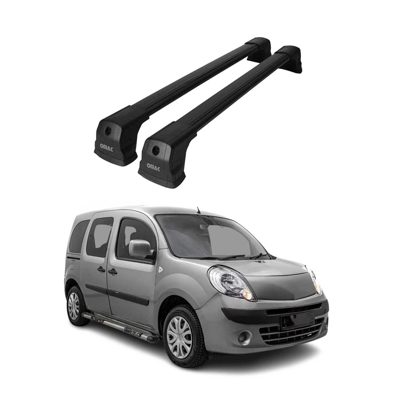 Dachträger Grundtäger für Renault Kangoo mk2 2007-2021 75kg Alu Schwarz 2 tlg