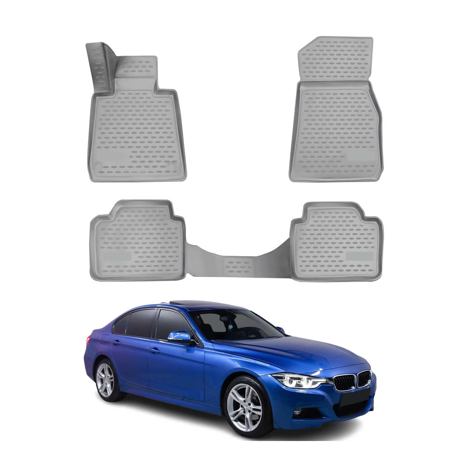OMAC Gummimatten Fußmatten für BMW 4er F32 Coupe F36 Gran Coupe 2013-2021 Grau
