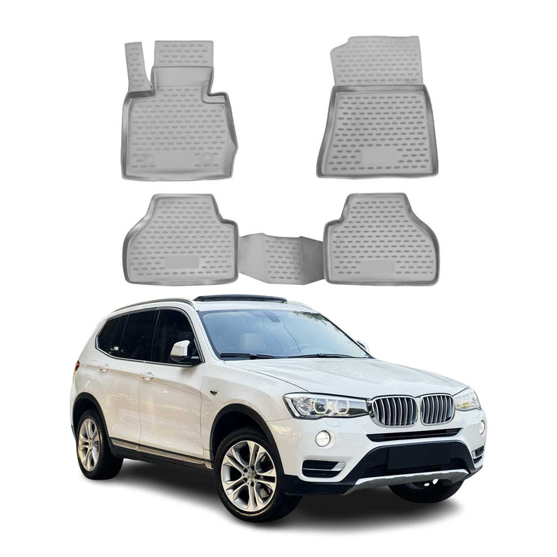 OMAC Gummimatten Fußmatten für BMW X3 F25 2010-2017 TPE Automatten Grau 4x