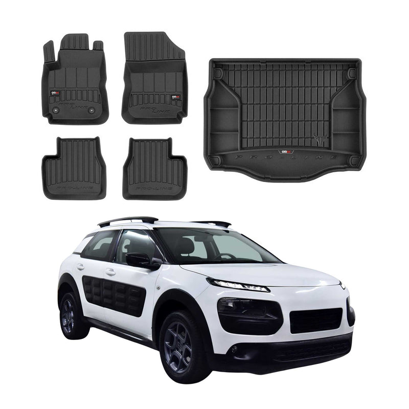 OMAC Fußmatten & Kofferraumwanne Set für Citroen C4 Cactus 2014-2020 Gummi 5x
