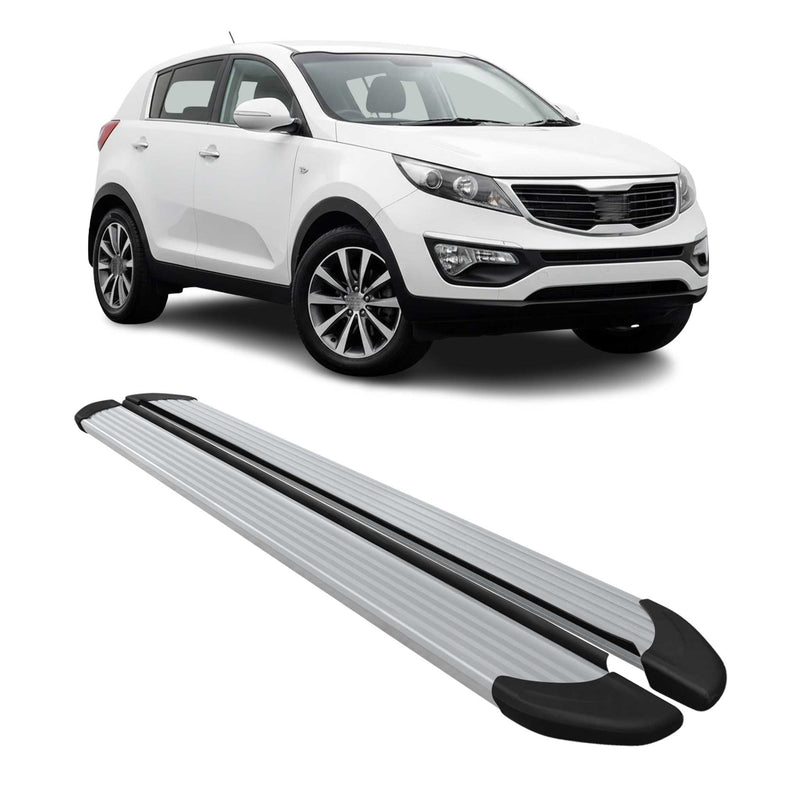 Seitenschweller Trittbretter Schweller für Kia Sportage 2010-2015 Aluminium Grau