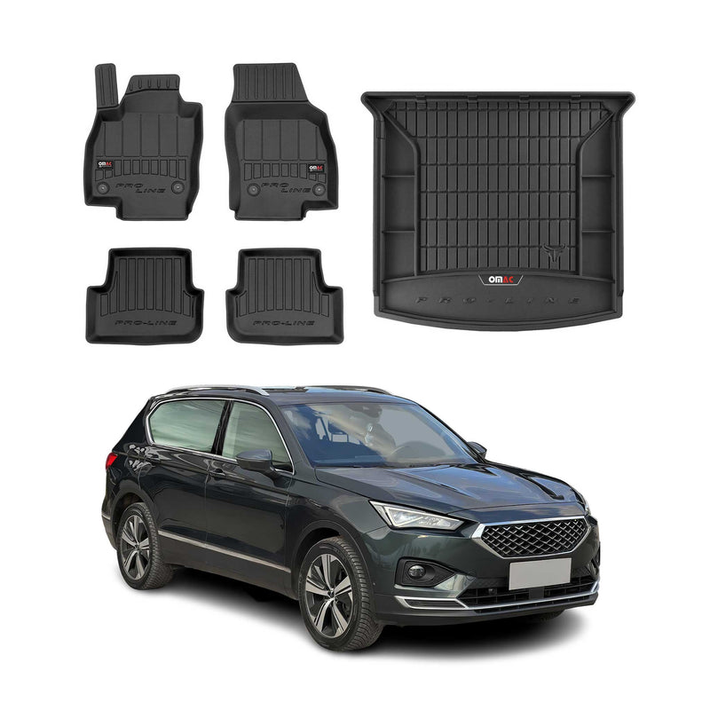 OMAC Fußmatten Kofferraumwanne Set für Seat Tarraco 2018-2025 mit 3.Reihe Gummi