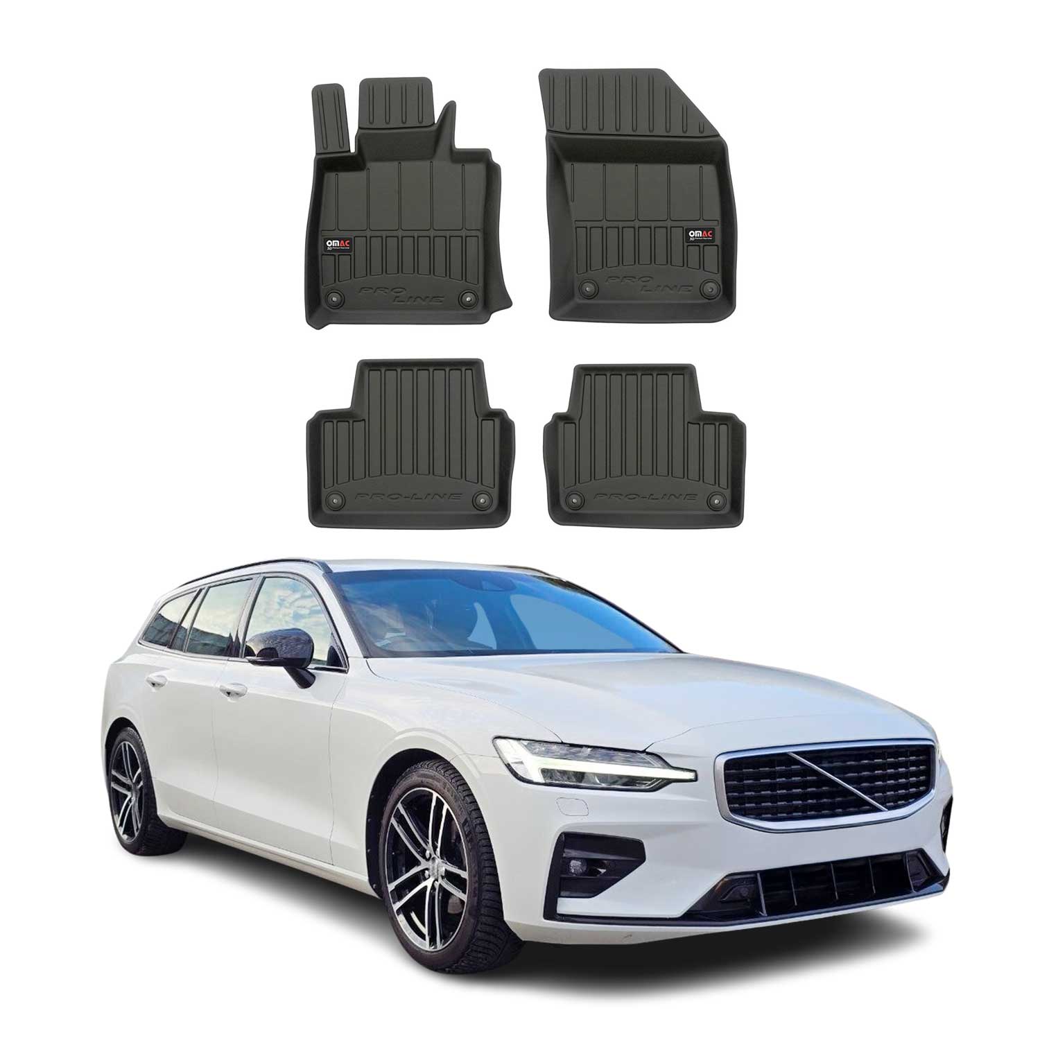 OMAC Gummi Fußmatten für Volvo V60 2019-2026 Premium TPE 3D Automatten 4tlg