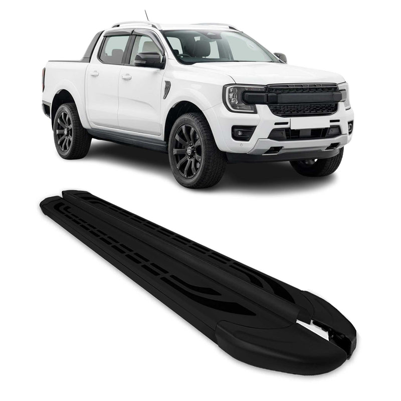 Trittbretter Seitenschweller für Ford Ranger Double Cab 2022-2024 Alu Schwarz 2x