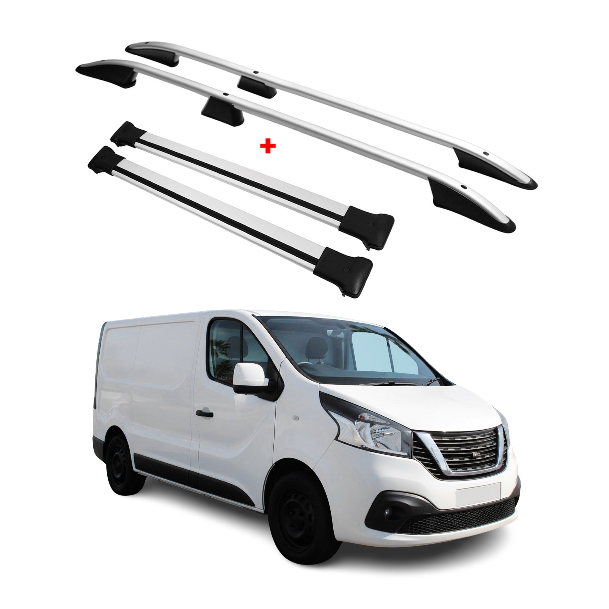 Dachreling + Dachträger für Nissan NV300 2016-2021 Kurzer Radstand Alu Silber 4x