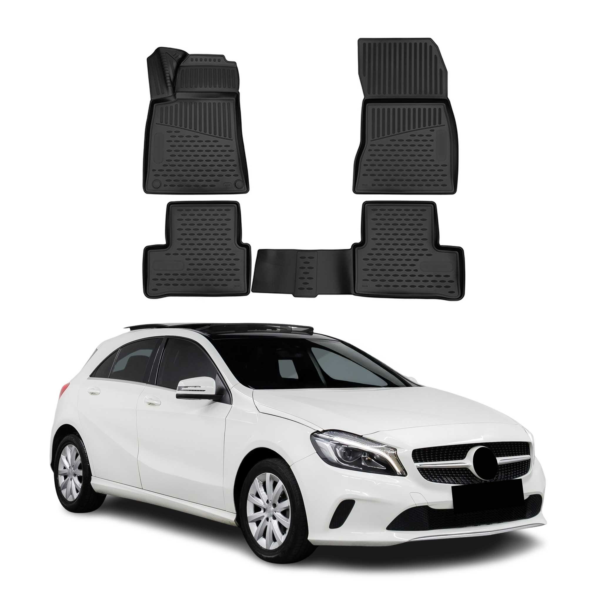 OMAC Fußmatten für Mercedes A Klasse W176 2015-2018 TPE Automatten Schwarz 4tlg
