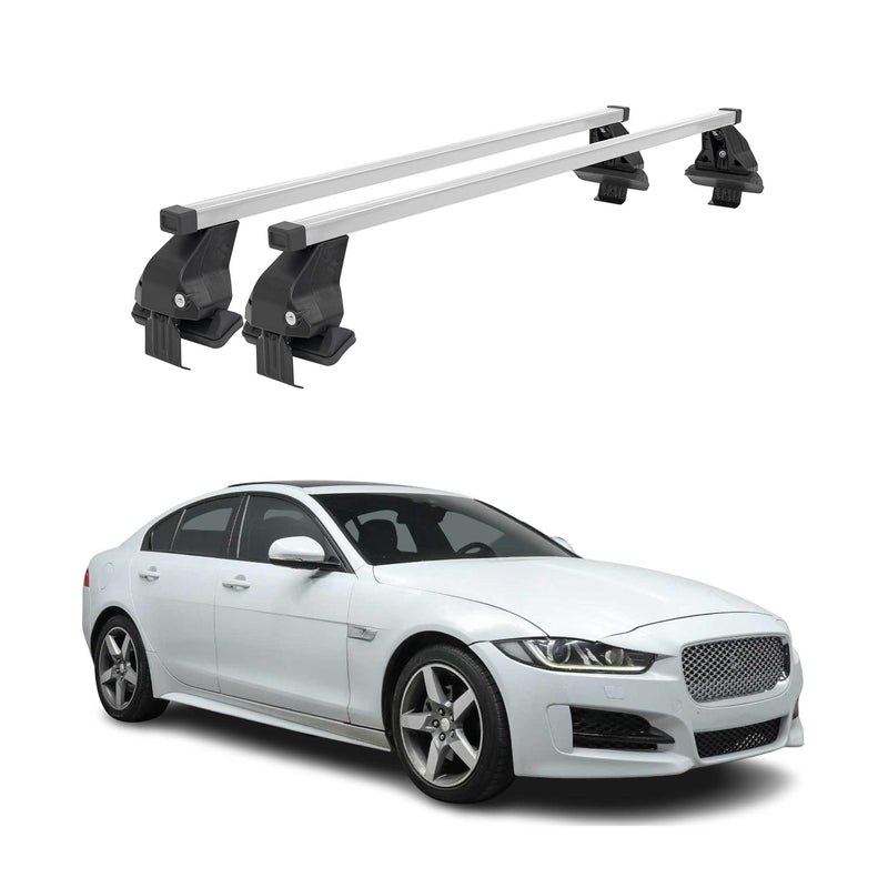 Menabo Dachträger Grundtäger für Jaguar XE 2015-2019 50kg Stahl Silber 2 tlg