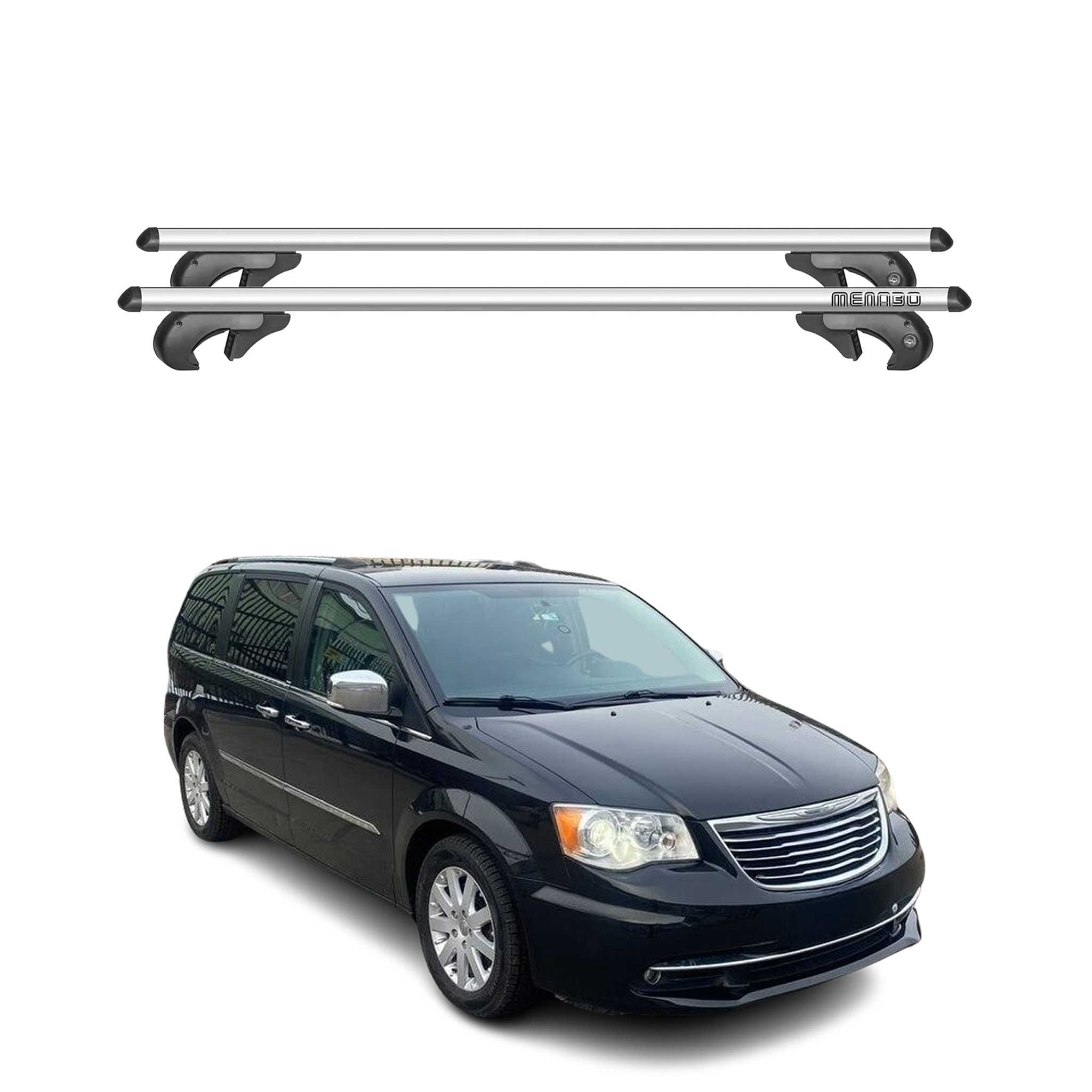 Menabo Dachträger Grundtäger für Chrysler Grand Voyager 2008-2016 90kg Silber 2x