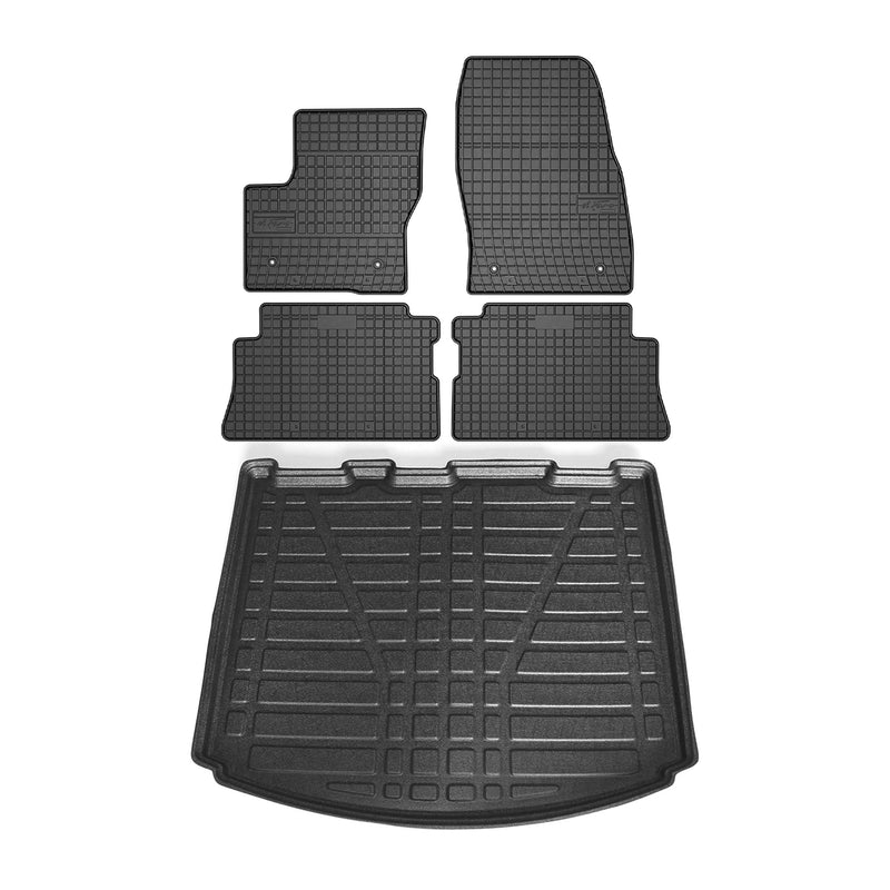 Fußmatten & Kofferraumwanne Set für Ford Kuga 2013-2019 Gummi TPE Schwarz 5x