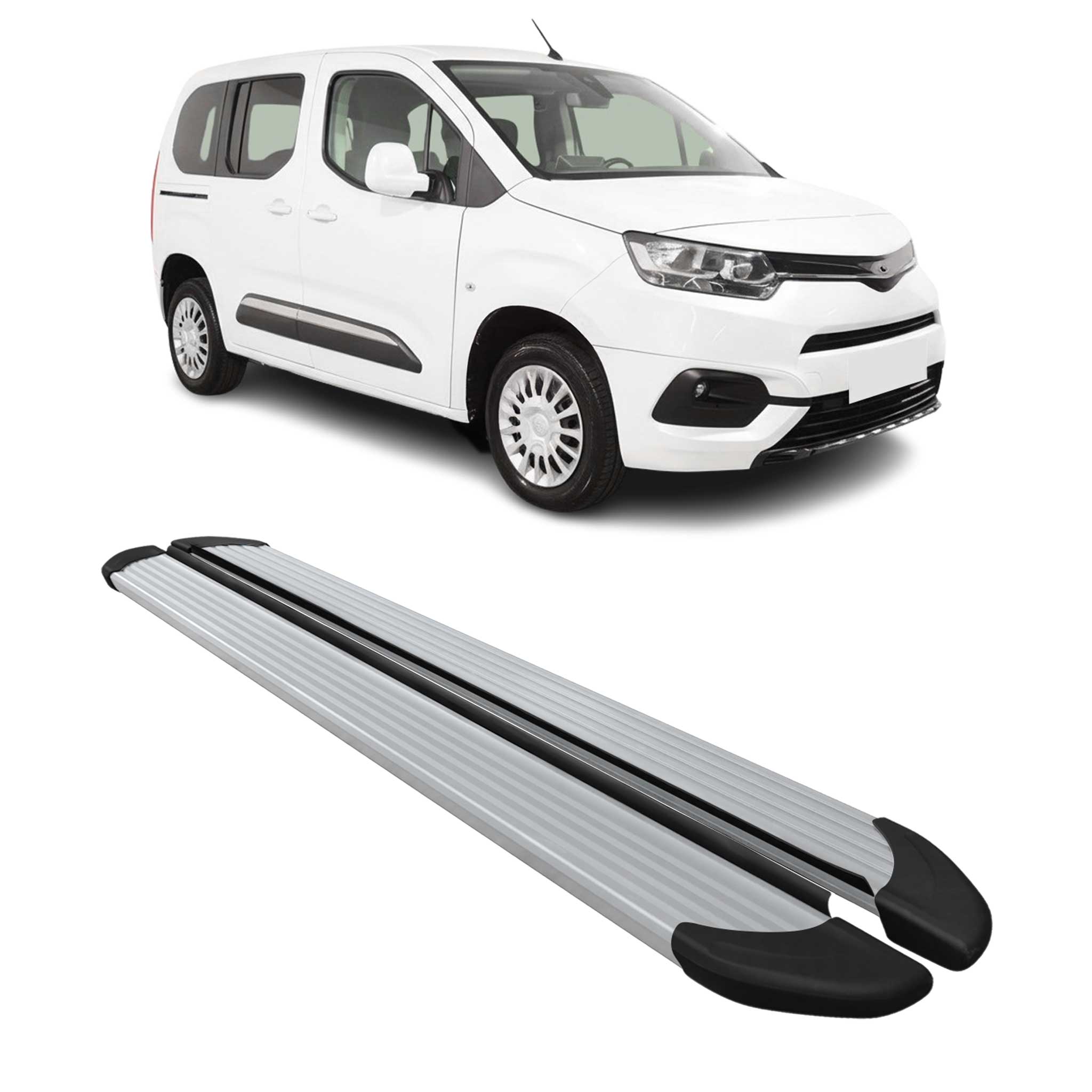 Seitenschweller Trittbretter für Toyota Proace City 2019-2026 Kombi L1 Alu Grau