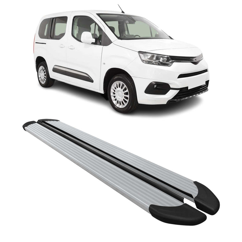 Seitenschweller Trittbretter für Toyota Proace City 2019-2025 Kombi L1 Alu Grau