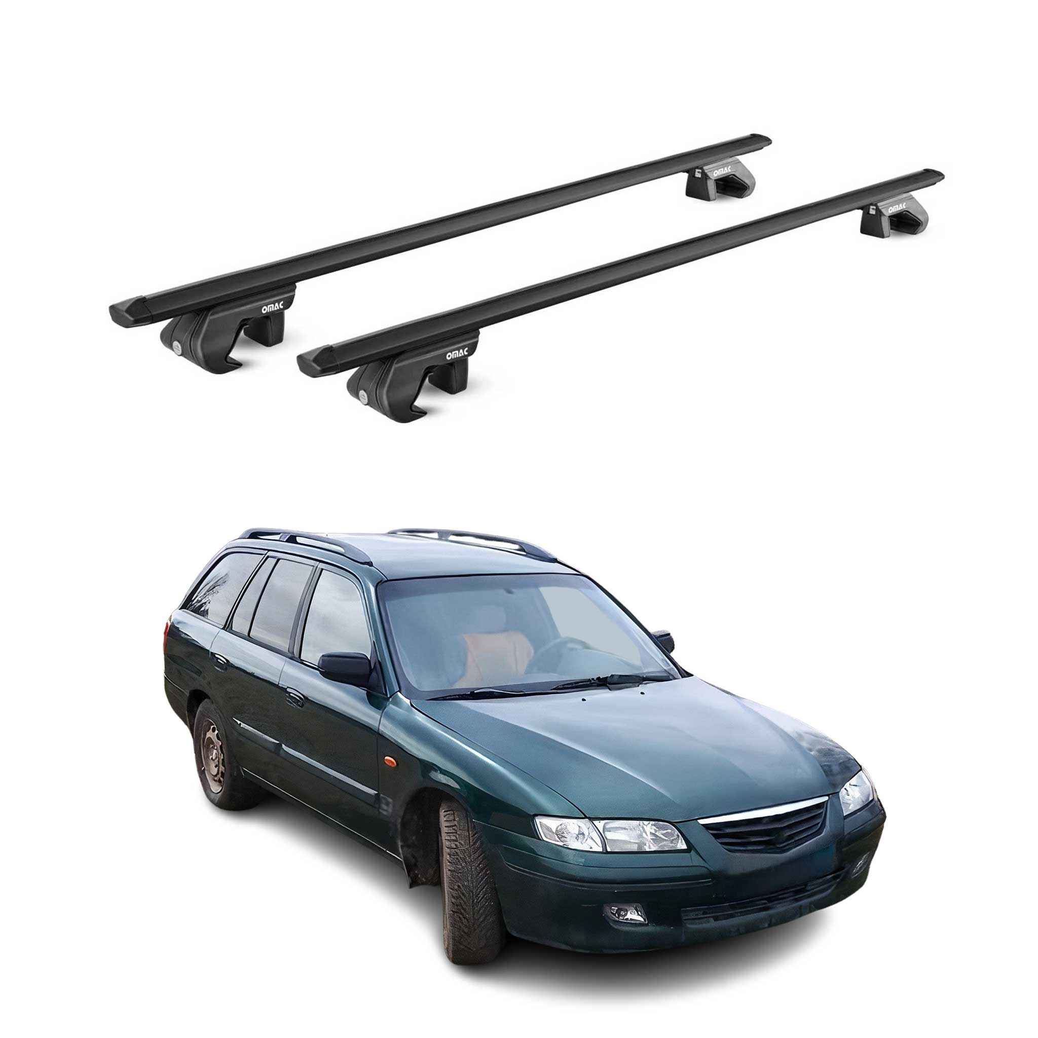 Dachträger Grundtäger für Mazda 626 GV Kombi 1988-1997 90kg Alu Schwarz 2x ABE