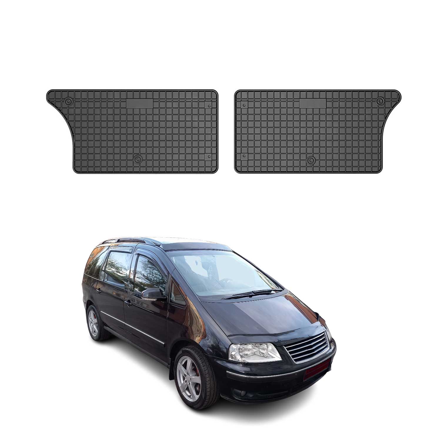 OMAC Gummi Fußmatten für VW Sharan 1995-2010 3.Reihe Gummi TPE Schwarz 2tlg