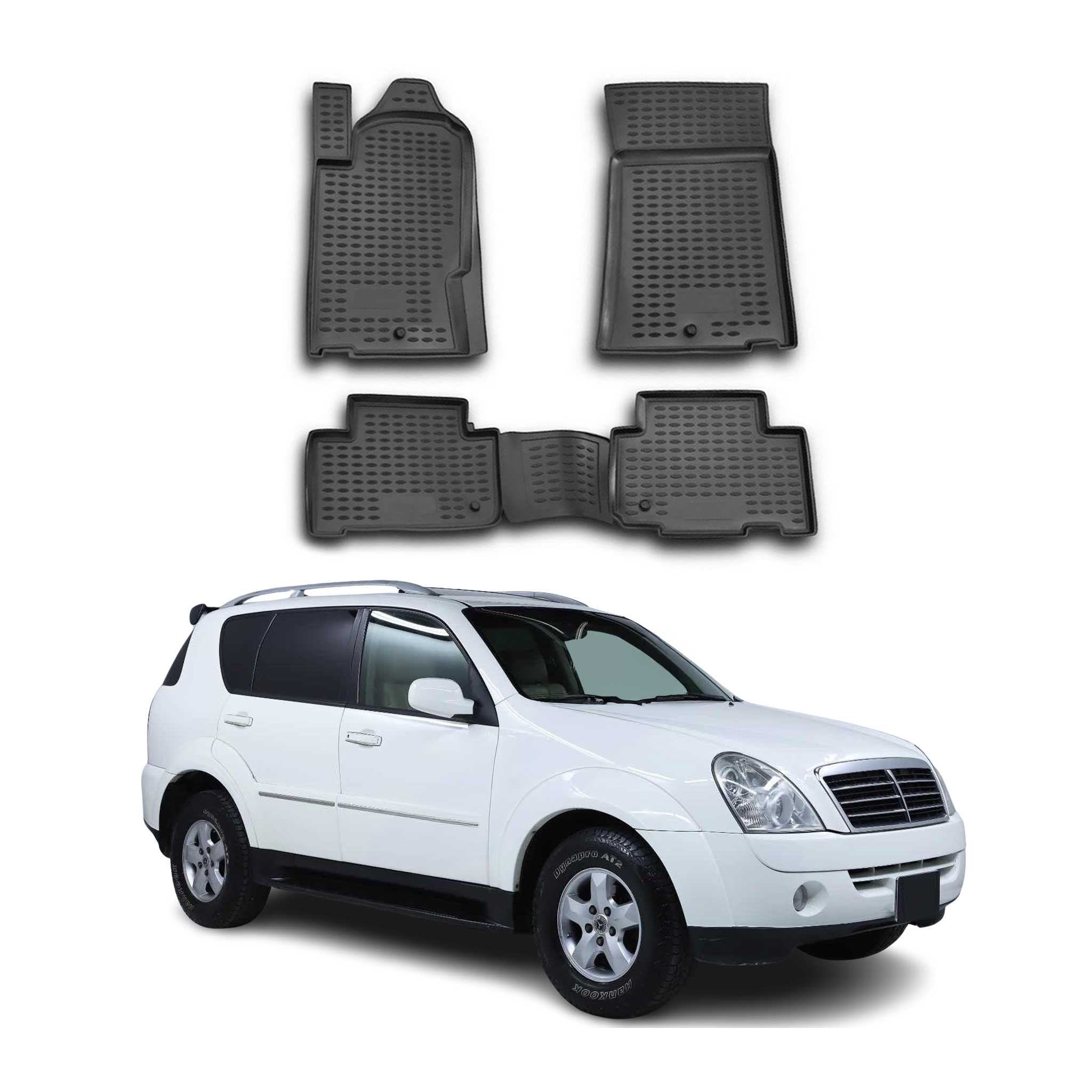 OMAC Gummimatten Fußmatten für Ssangyong Rexton GAB 2002-2021 TPE Schwarz 4x
