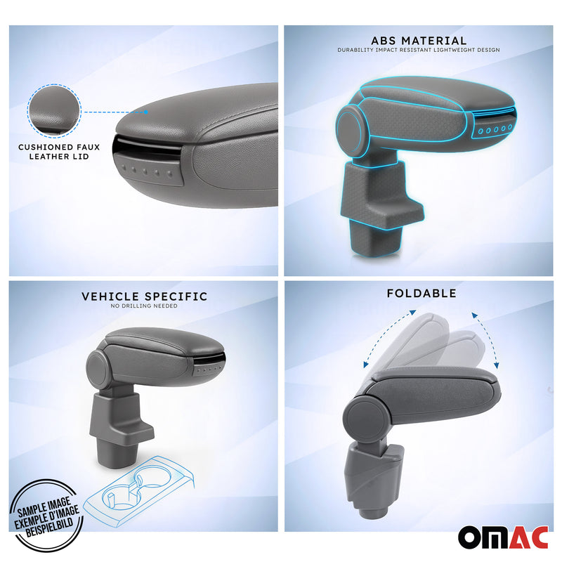 Mittelarmlehne Armlehne Mittelkonsole für Nissan Juke 2011-2019 PU-Leder Grau