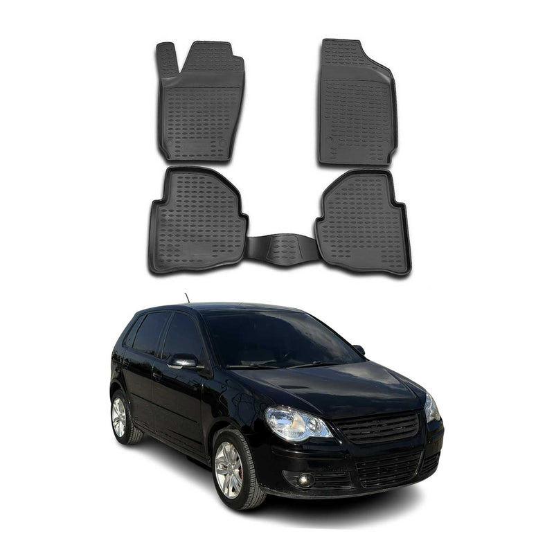 OMAC Gummimatten Fußmatten für VW Polo 2001-2009 TPE Automatten Schwarz 4x
