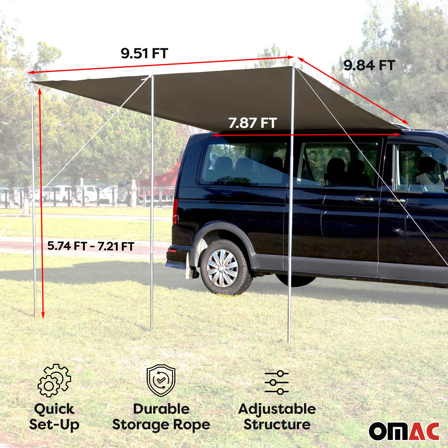 Sonnensegel Kederschiene Vorzelt Satz für Ford Tourneo Custom ab 2023 L1 Alu