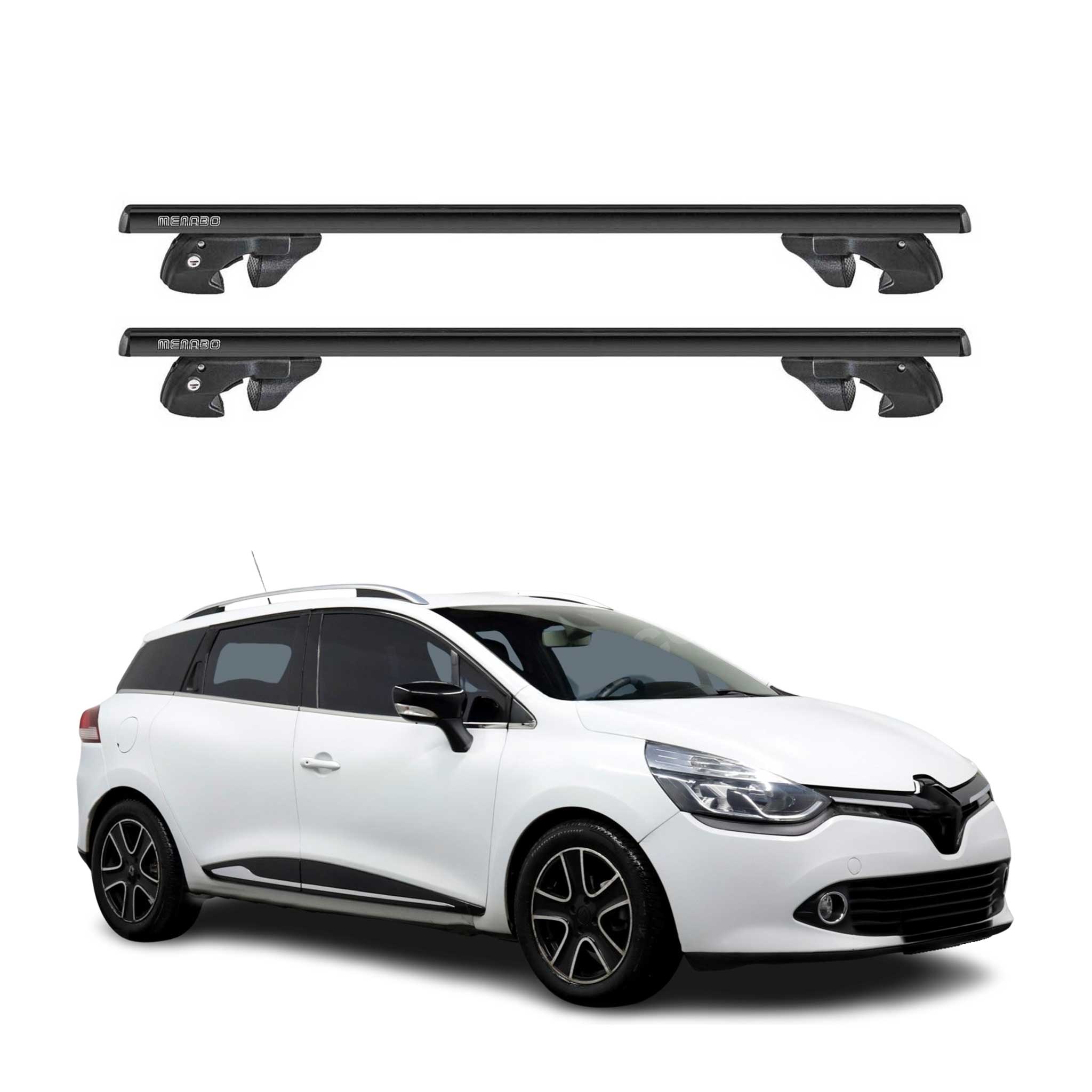 Dachträger Grundtäger für Renault Clio IV Grandtour 2012-2019 Alu TÜV Schwarz 2x