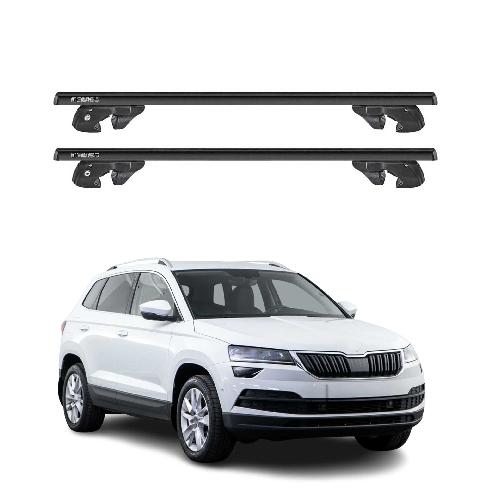 Dachträger Grundtäger für Skoda Karoq 2017-2026 Aluminium 90kg TÜV Schwarz 2tlg