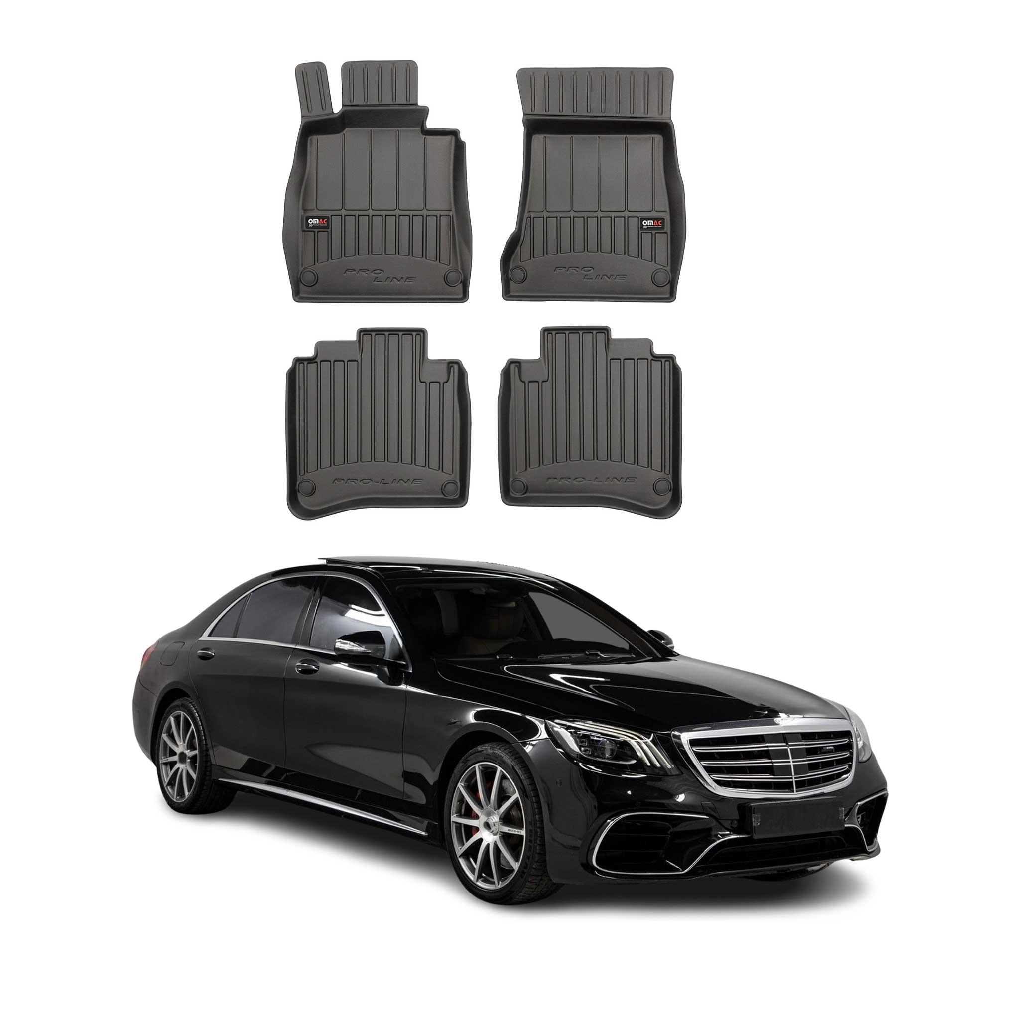 OMAC Gummi Fußmatten für Mercedes S Klasse Lang V222 X222 2014-2020 Premium 4x