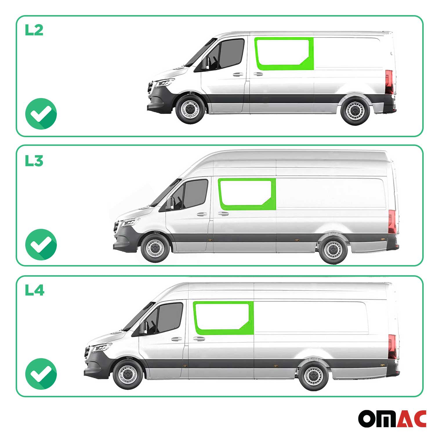 Seitenfenster für Mercedes Sprinter W907 2018-2026 Links Schiebetür L2 L3 L4