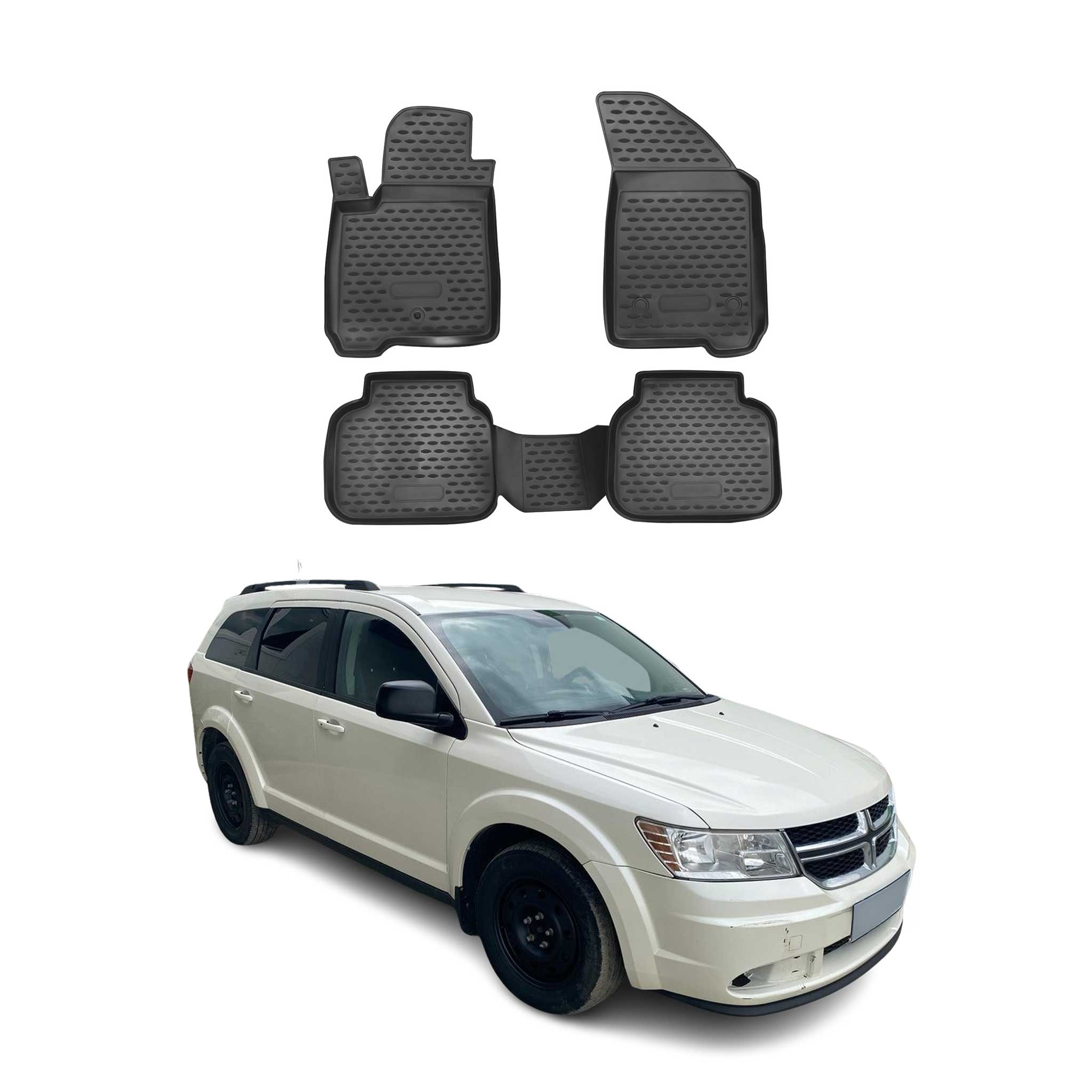 OMAC Gummimatten Fußmatten für Dodge Journey 2008-2024 TPE Automatten Schwarz 4x