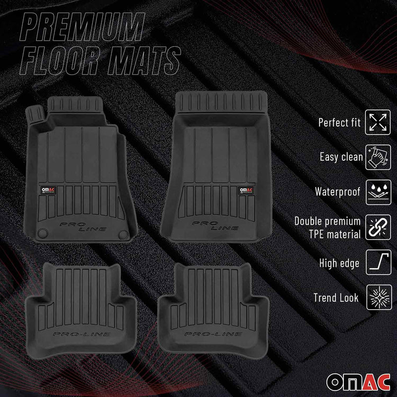 OMAC Gummi Fußmatten für Mercedes C Klasse W203 2000-2007 Premium TPE Schwarz 4x