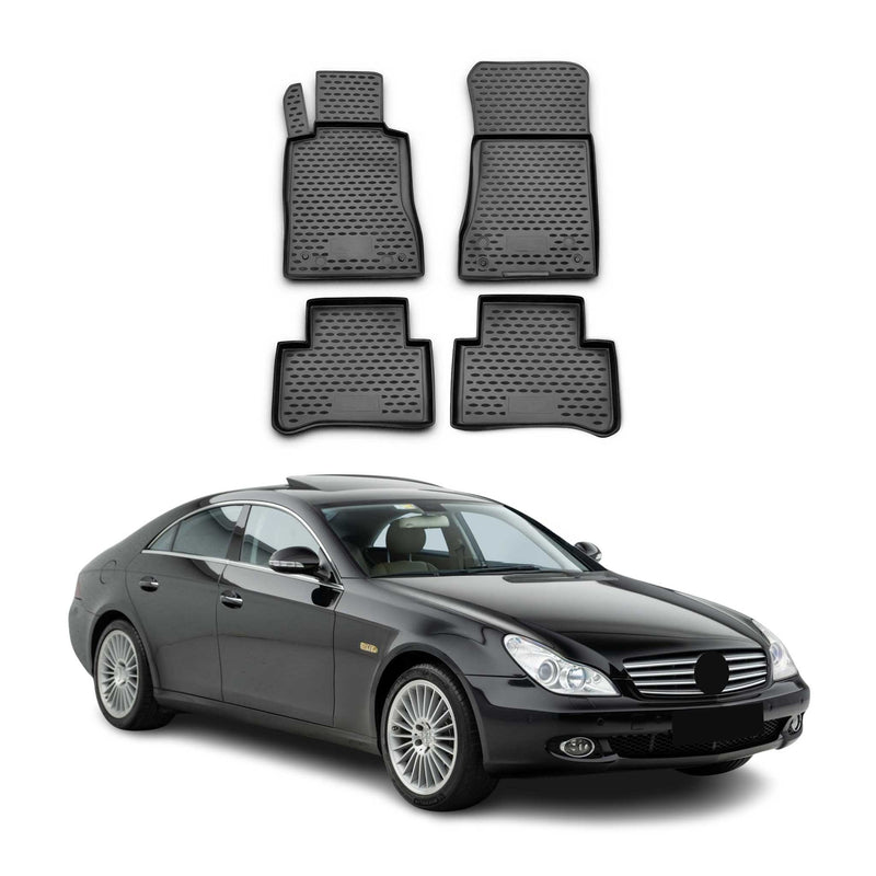 OMAC Gummimatten Fußmatten für Mercedes CLS W219 2004-2010 TPE Matten Schwarz 4x