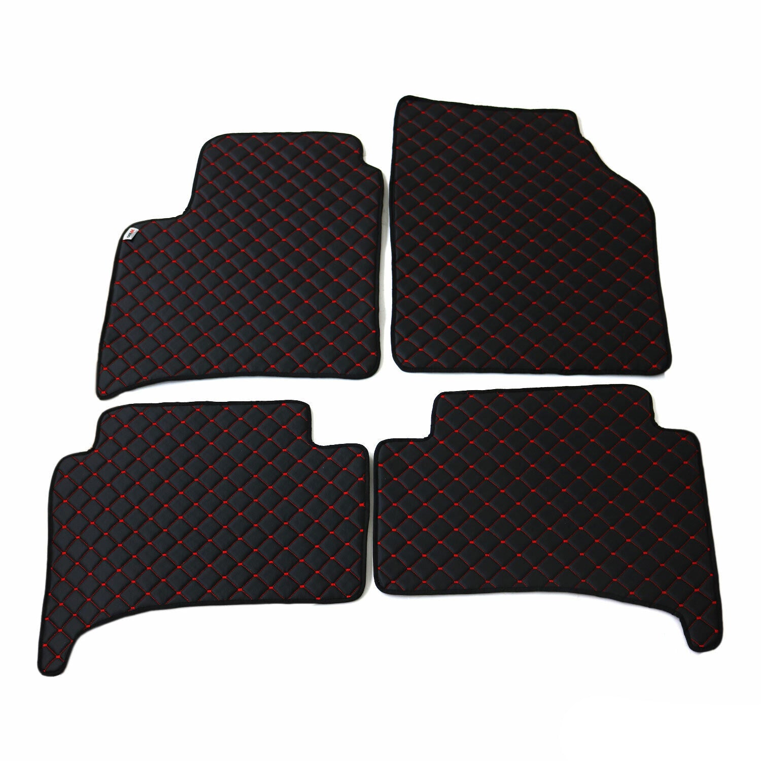 Fußmatten Leder Automatten für Audi Q7 4LB 2006-2015 Kunstleder Schwarz Rot 4tlg
