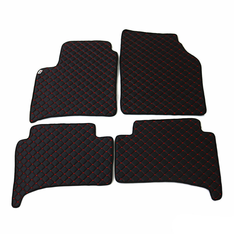 Fußmatten Leder Automatten für Audi Q7 4LB 2006-2015 Kunstleder Schwarz Rot 4tlg
