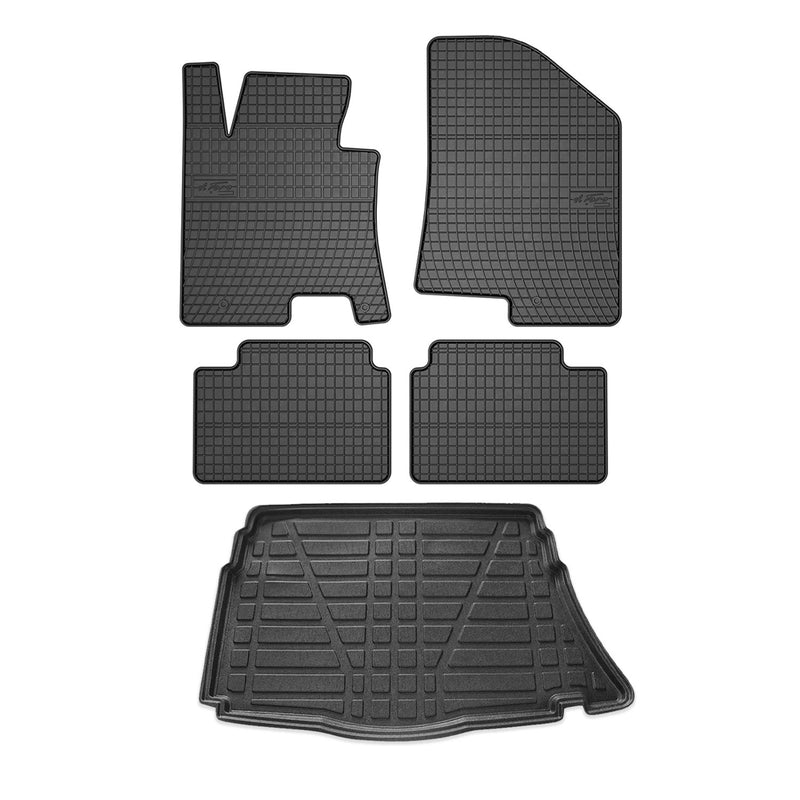 Fußmatten & Kofferraumwanne Set für Hyundai i30 Kombi 2012-2017 Gummi Schwarz 5x