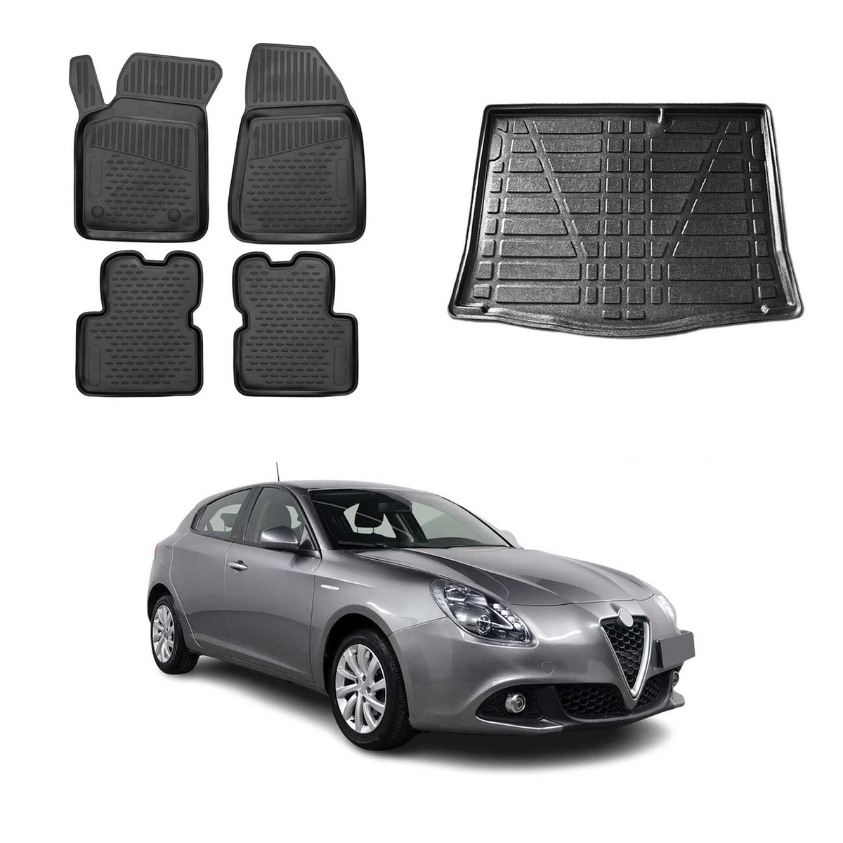 OMAC Fußmatten & Kofferraumwanne Set für Alfa Romeo Giulietta (940) 2010-2020