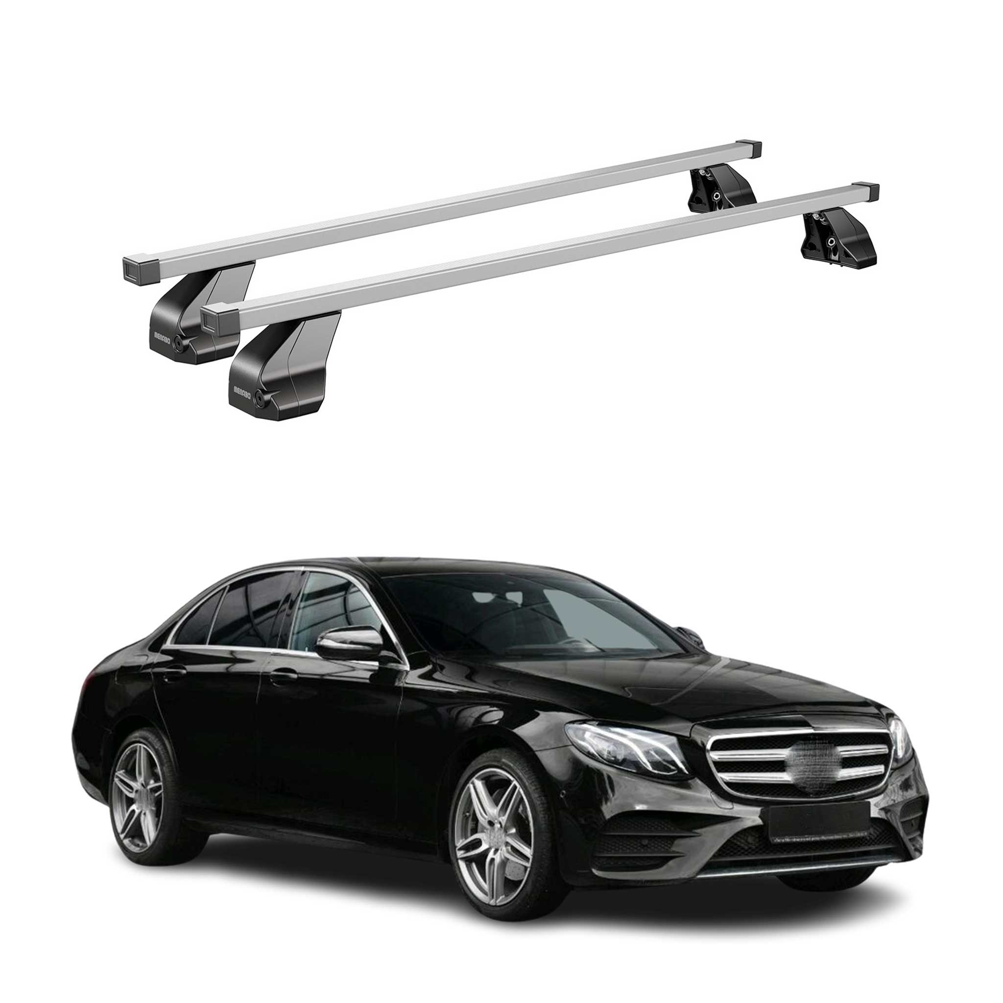 Menabo Dachträger für Mercedes E Klasse W213 Limo 2016-2023 75kg Stahl Silber 2x