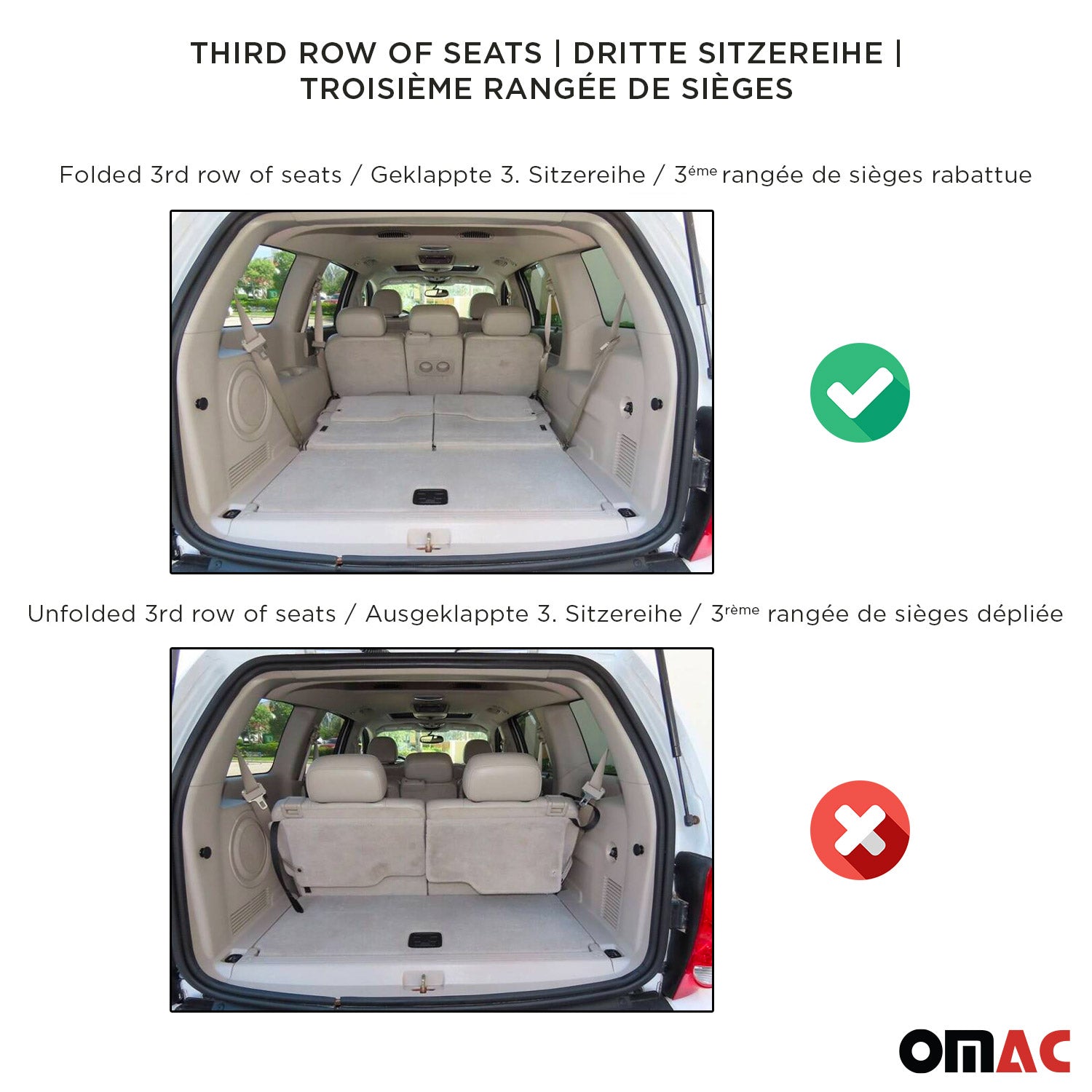 OMAC Gummi Kofferraumwanne für Mitsubishi Outlander 2012-2021 Klappbare 3.Reihe