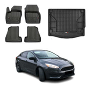 Fußmatten & Kofferraumwanne Set für Ford Focus mk3 Schrägheck 2011-2018 5-Tür