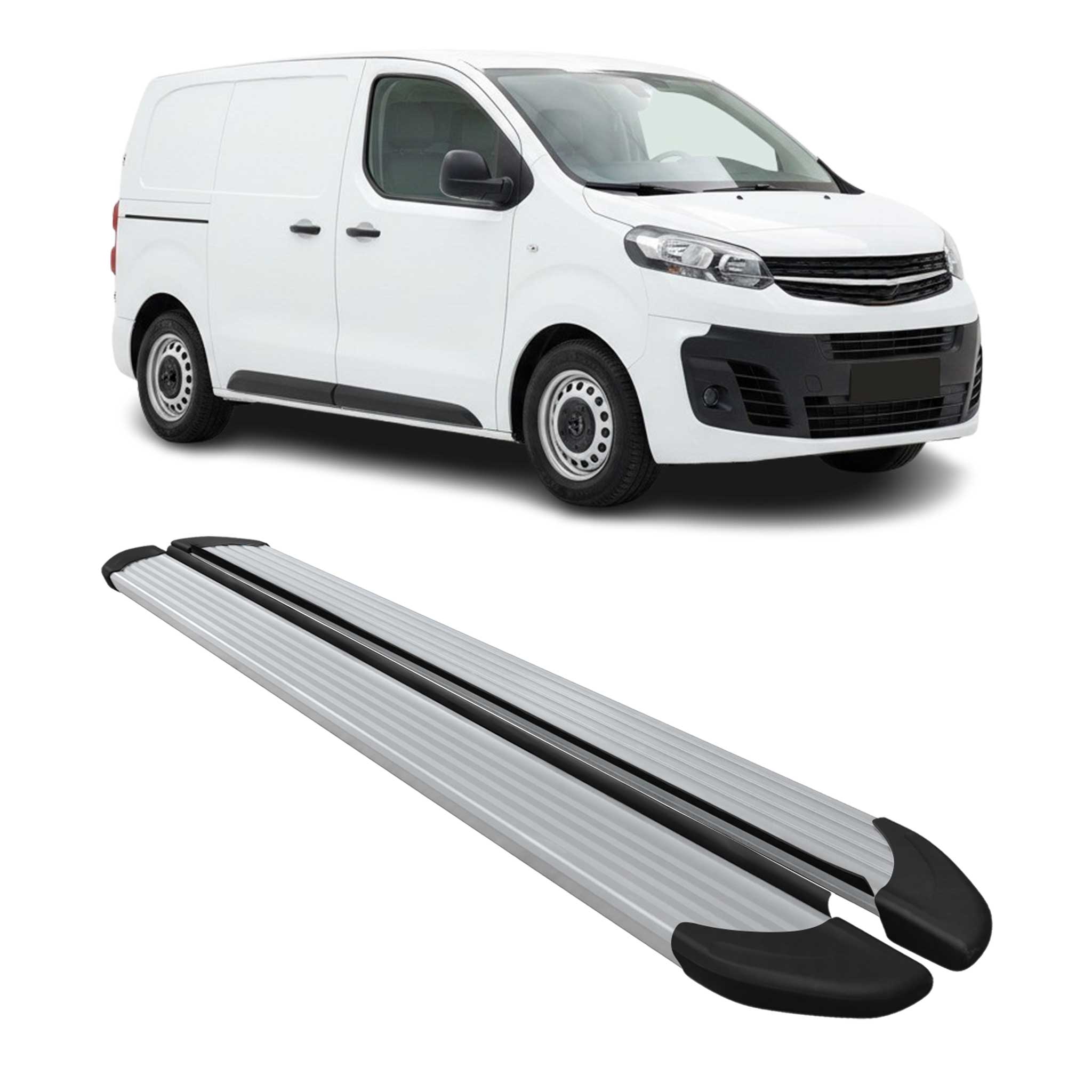 Seitenschweller Trittbretter Schweller für Opel Vivaro C 2019-2026 L1 Alu Grau