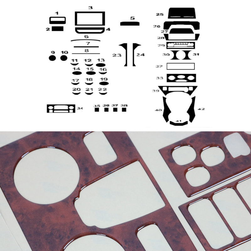 Innenraum Dekor Cockpit für Citroen Berlingo 2008-2018 Wurzelholz Optik 42tlg