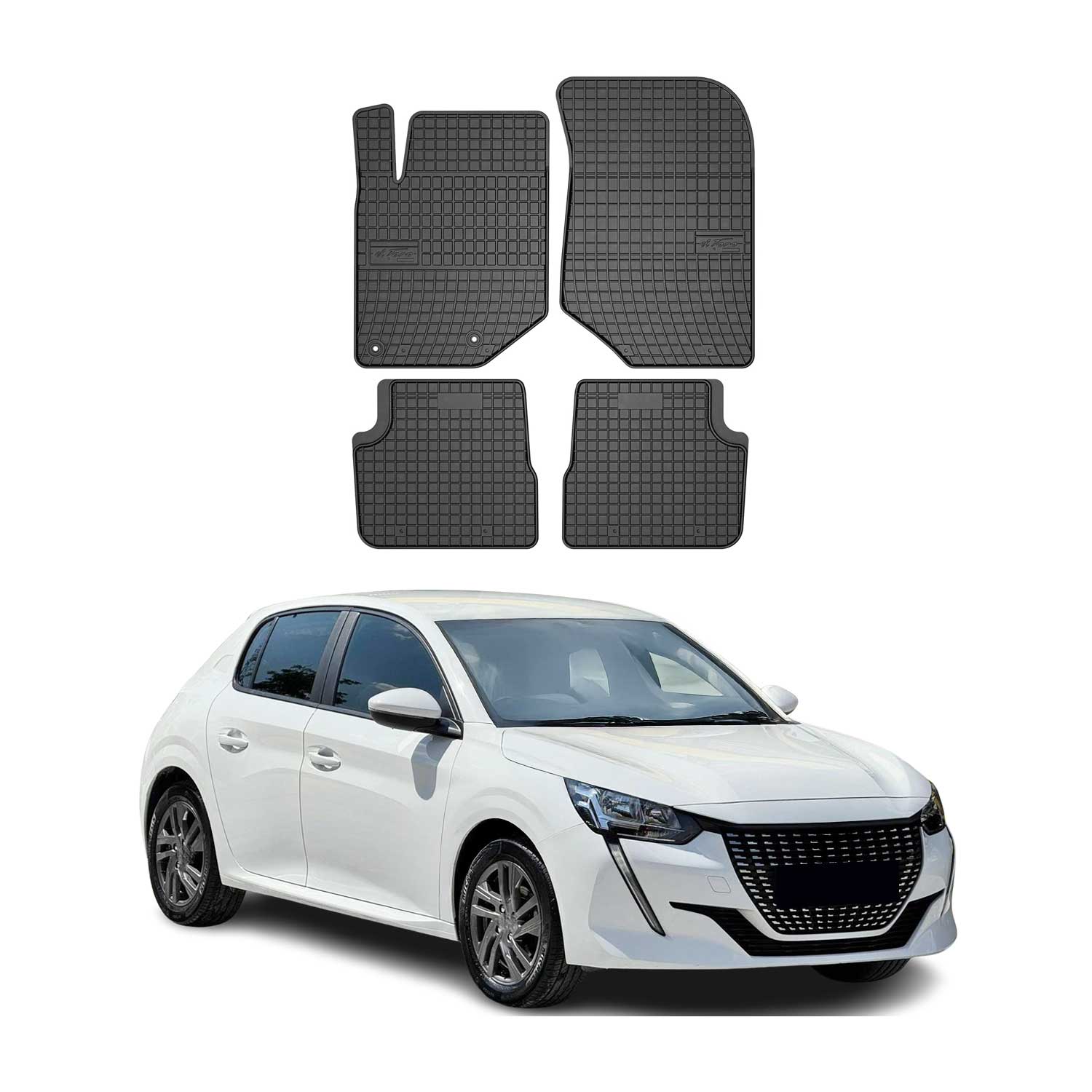 OMAC Gummi Fußmatten für Peugeot 208 2019-2026 Automatten Gummi TPE Schwarz 4tlg
