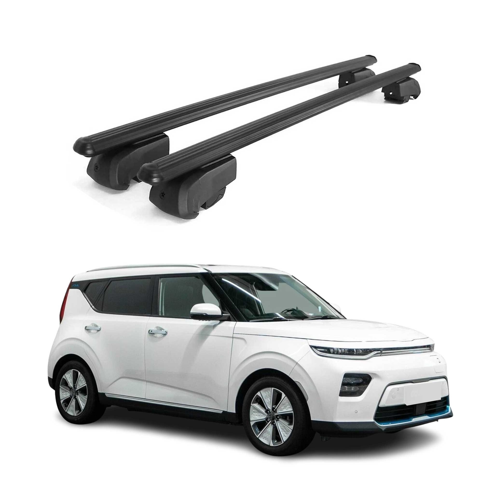 Dachträger Grundträger für Kia Soul EV 2020-2023 Aluminium Schwarz ABE 2x